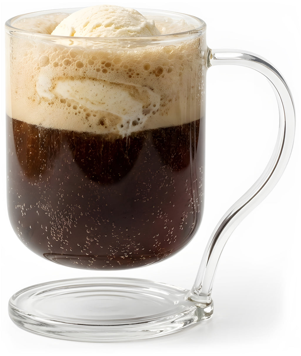 VIBLIVA - Floating Glass Coffee Mug, Built-in Coaster, Borosilicate, 12 oz